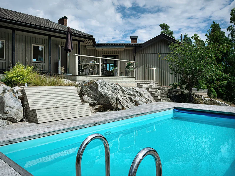 Bergsprackning for husgrund poolbygge Annedal Mariehall