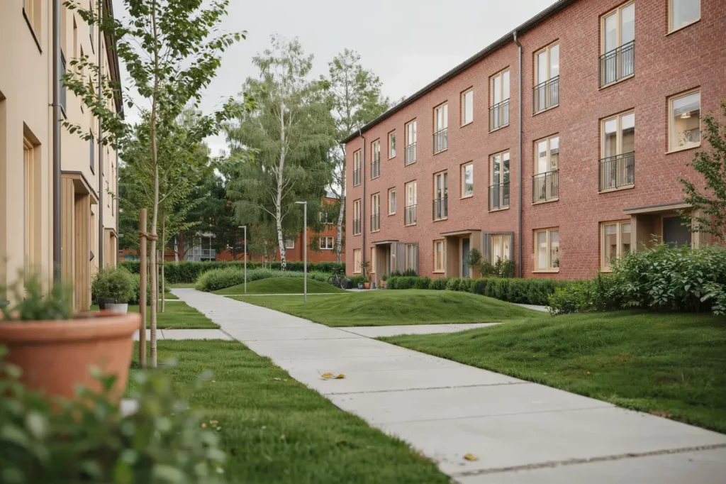 anl ggning av g ngv gar och gr nytor vid bostadsg rd i rissne
