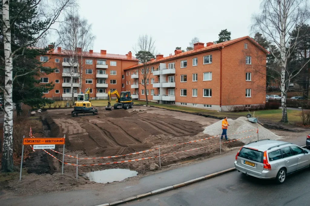 schaktning och finplanering inf r ny lekplats i rissne